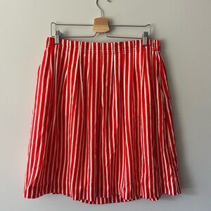 J Crew - red and white striped flowy skirt